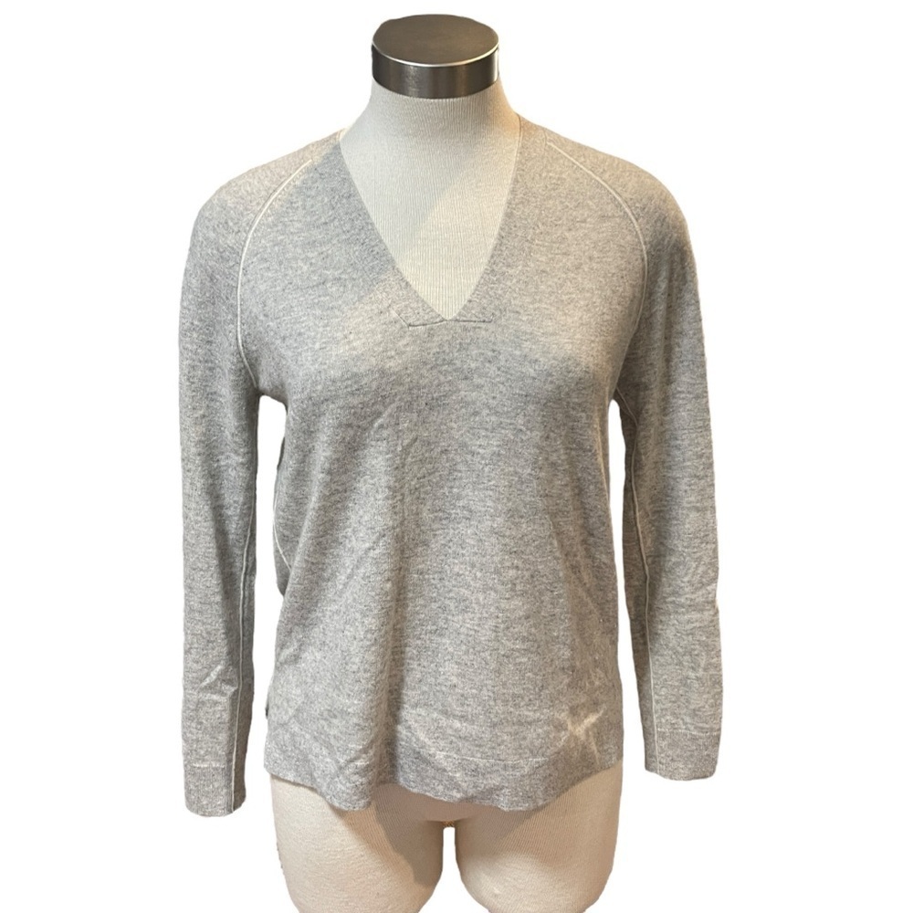 Nordstrom Collection Sweater Gray 100% Cashmere V-Neck Sz. S